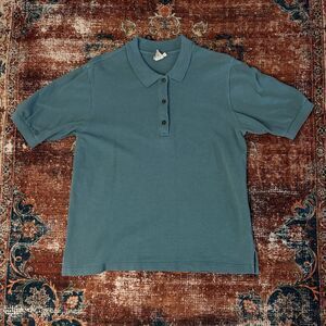 VTG LL Bean Waffle Knit Polo Shirt Women’s Medium Teal Soft Girl Preppy USA Made